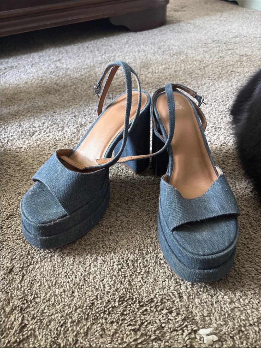 wild fable Denim Blue Platform Slingback Heels